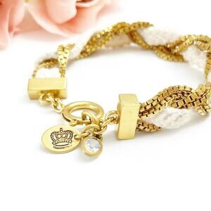 Juicy Couture Gold & White Braided Bracelet